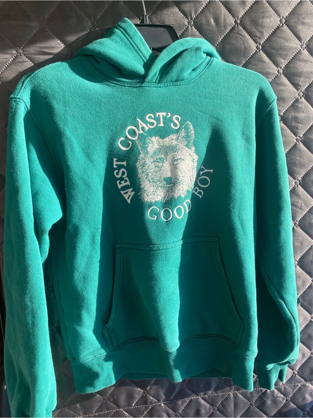 Teal "West Coast's Good Boy" Graphic Hoodie
